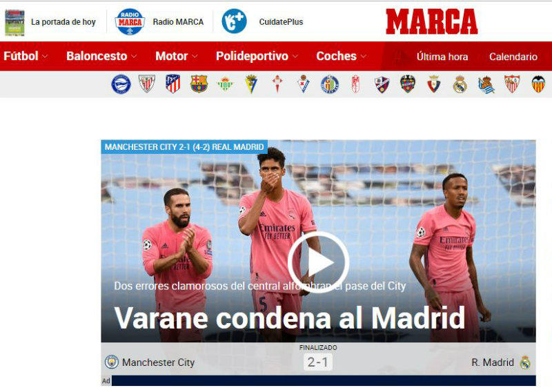 Marca, también sentenció al zaguero francés del Real Madrid
