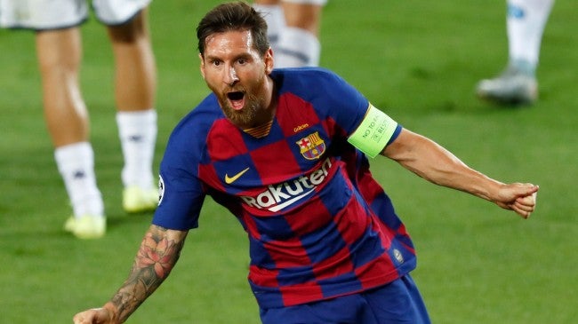 Messi celebra un gol con Barcelona