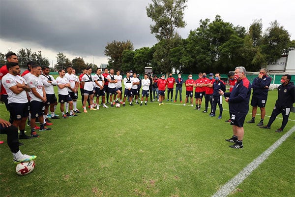 Vucetich en la charla con los jugadores 