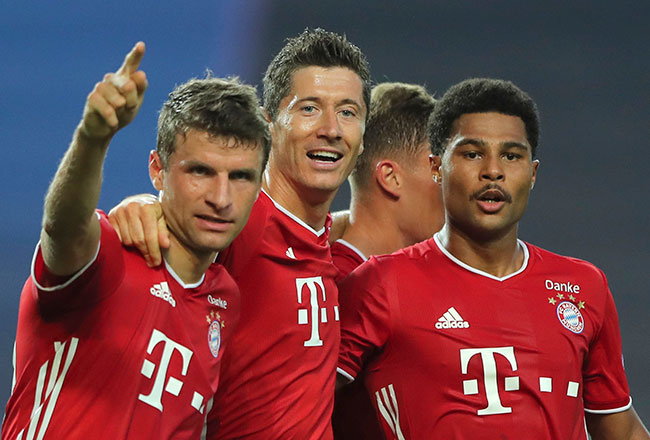 Jugadores del Bayern Munich, tras marcar un gol