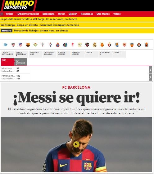 Portada en el portal de Mundo Deportivo