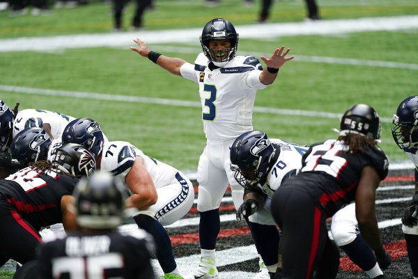 Russell Wilson en acción con Seattle Seahawks