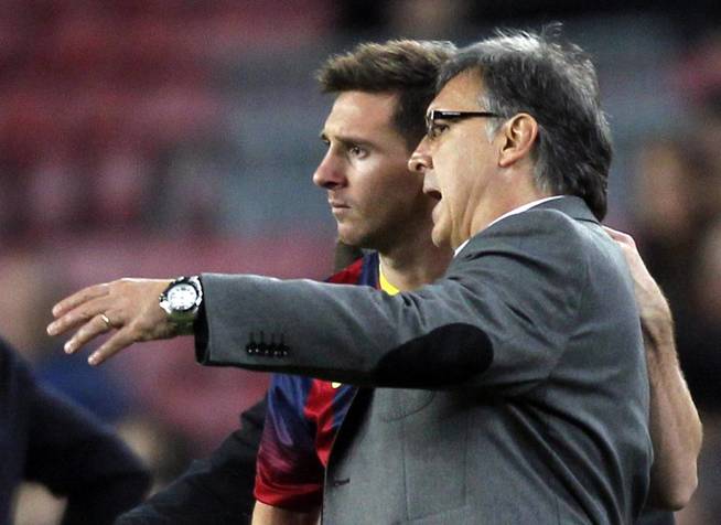 Martino y Messi en el Barcelona