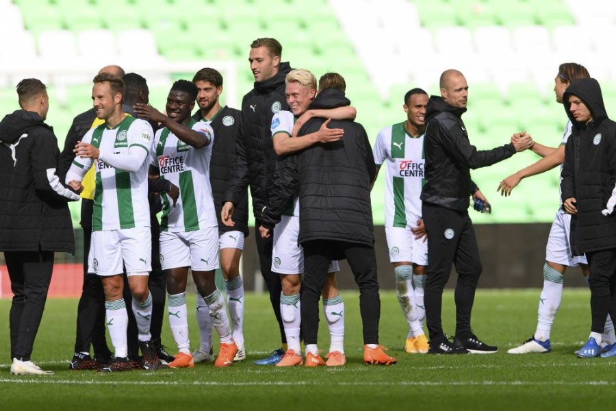 Jugadores del Groningen celebran la victoria ante el Ajax