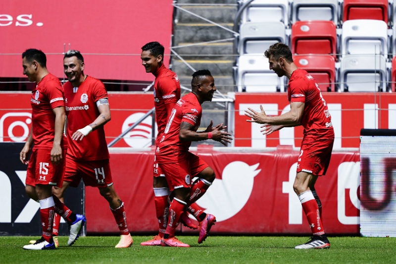 Toluca en festejo de gol