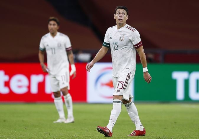 Moreno, durante un juego con el Tri