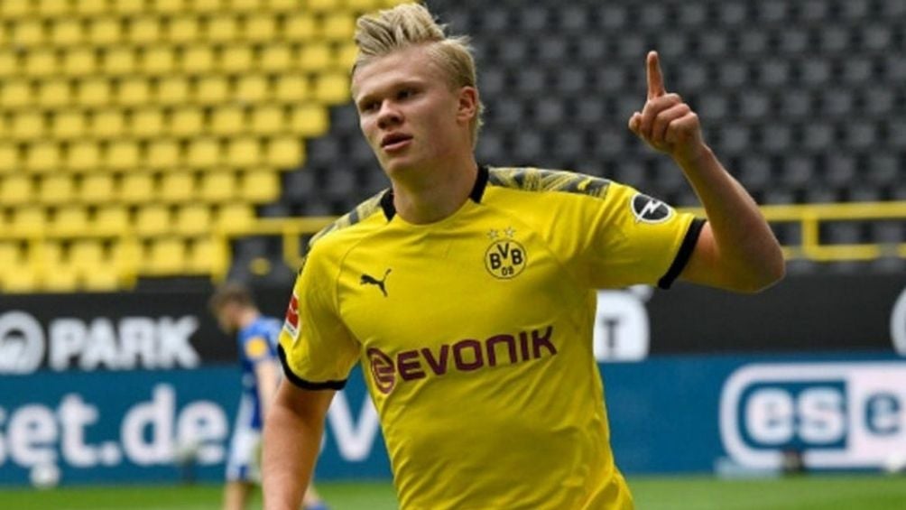 Erling Haaland en partido con el Dortmund 