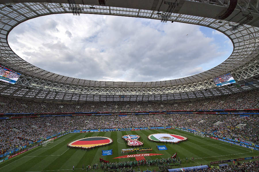 El himno nacional durante el primer juego del Mundial 2018 ante Alemania