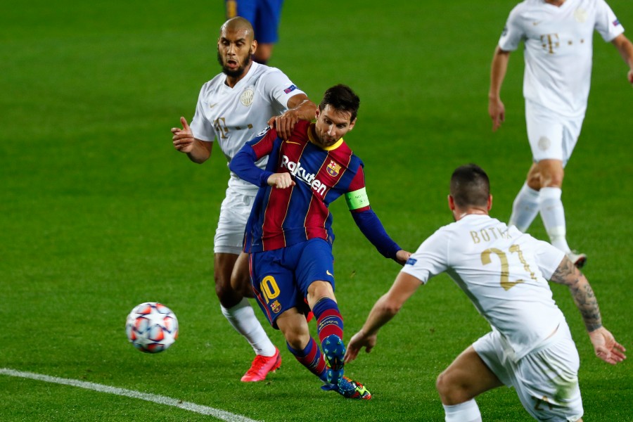 Lionel Messi en un partido de Champions League con el Barcelona