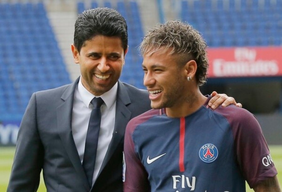 Nasser Al-Khelaïfi presidente del PSG con Neymar