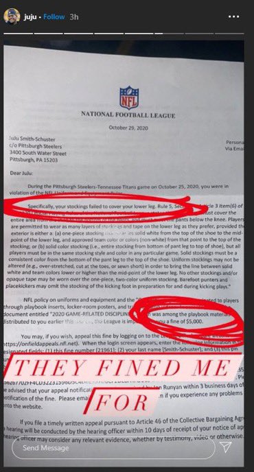 Juju Smith compartió la carta enviada por la NFL
