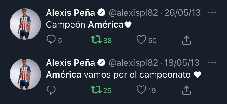 Tuits de Alexis Peña hace unos años