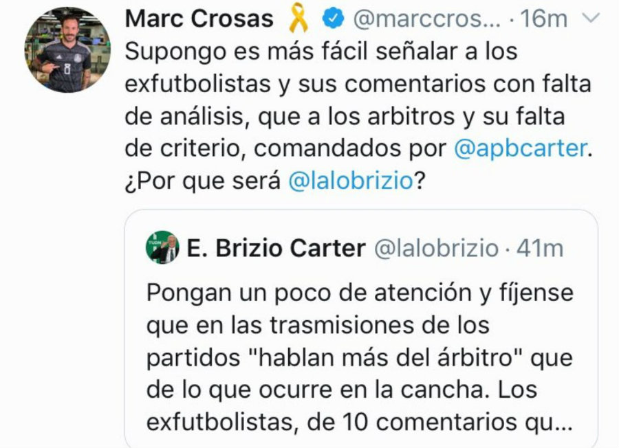 La discusión entre Brizio y Marc Crosas en Twitter