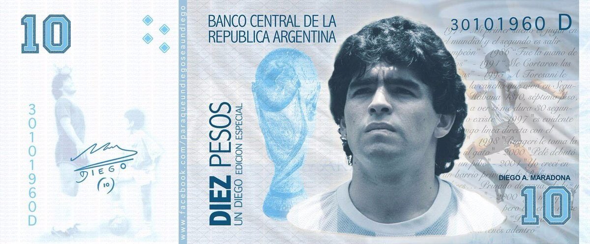 Billete de Maradona diseñado por aficionados