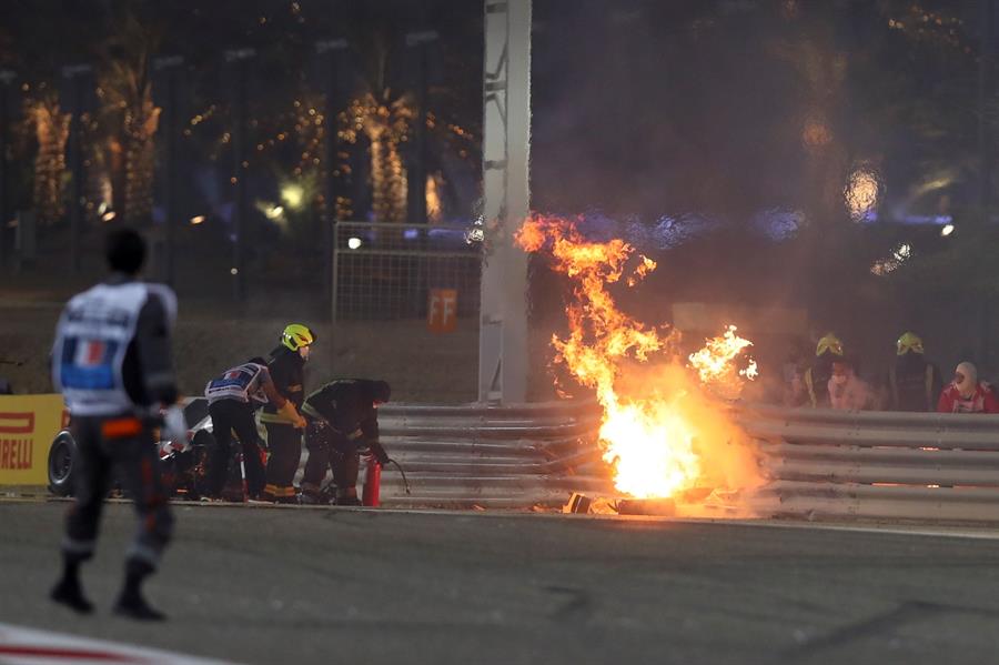 Momento del accidente en Bahrein