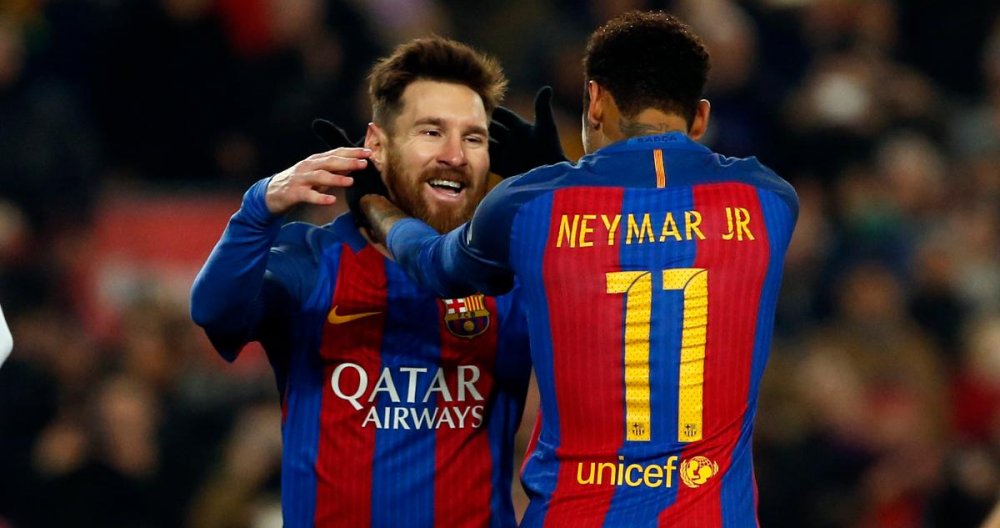 Messi y Neymar celebran un gol Blaugrana