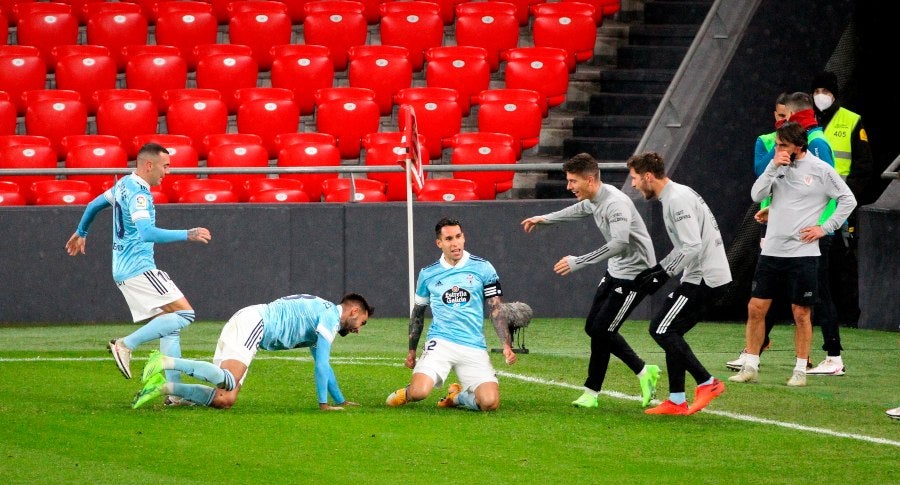 Jugadores del Celta de Vigo celebrando