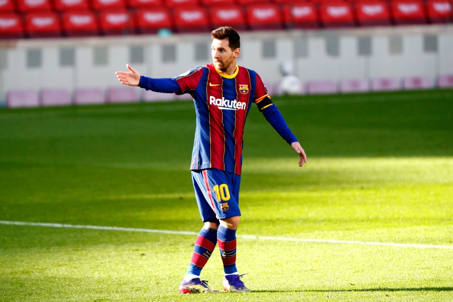 Lionel Messi en un partido con el Barcelona