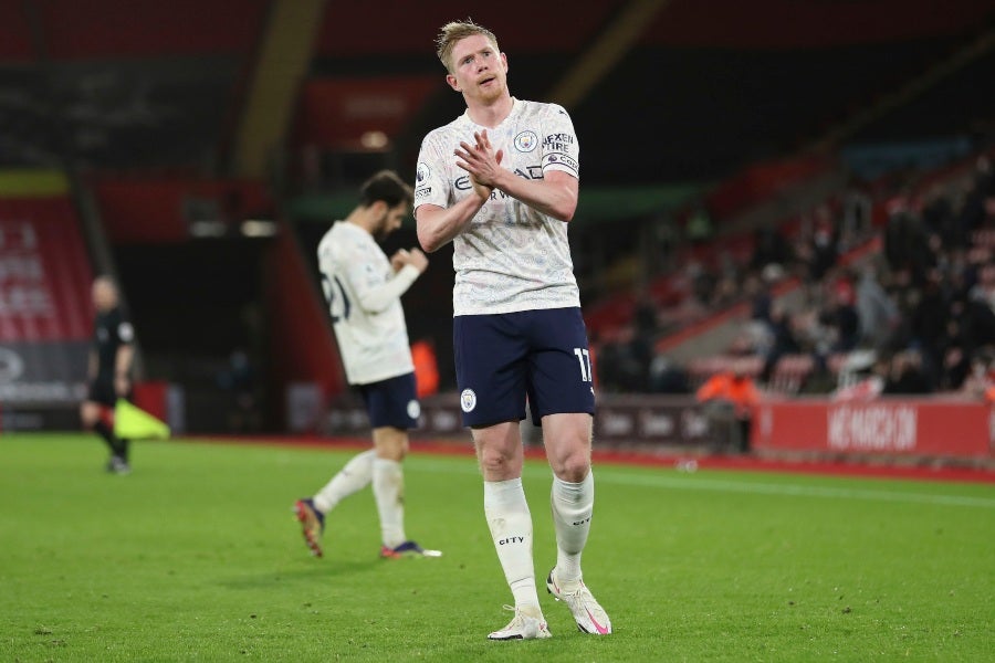 Kevin De Bruyne en el partido entre el Manchester City y el Southampton