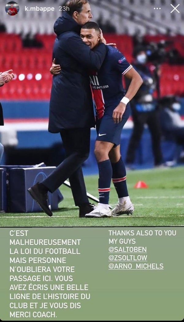 Así fue el mensaje que le dedicó Mbappé a Tuchel 