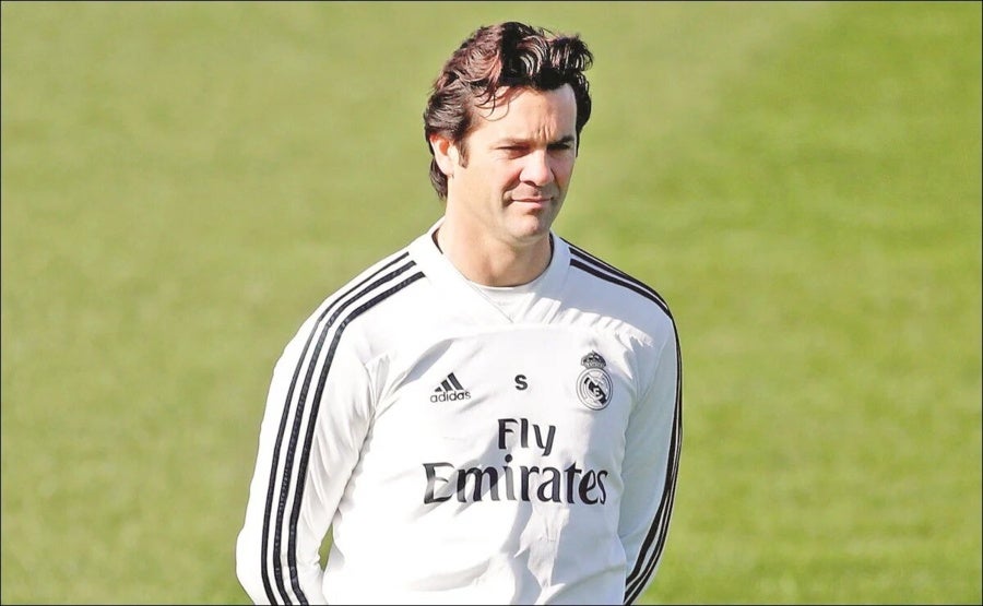 Santiago Solari entrenando al Real Madrid