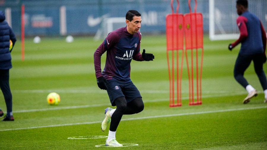 Ángel Di María en entrenamiento del PSG