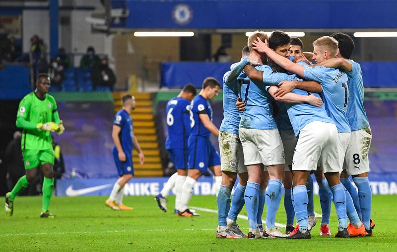 Jugadores del City celebrando un gol