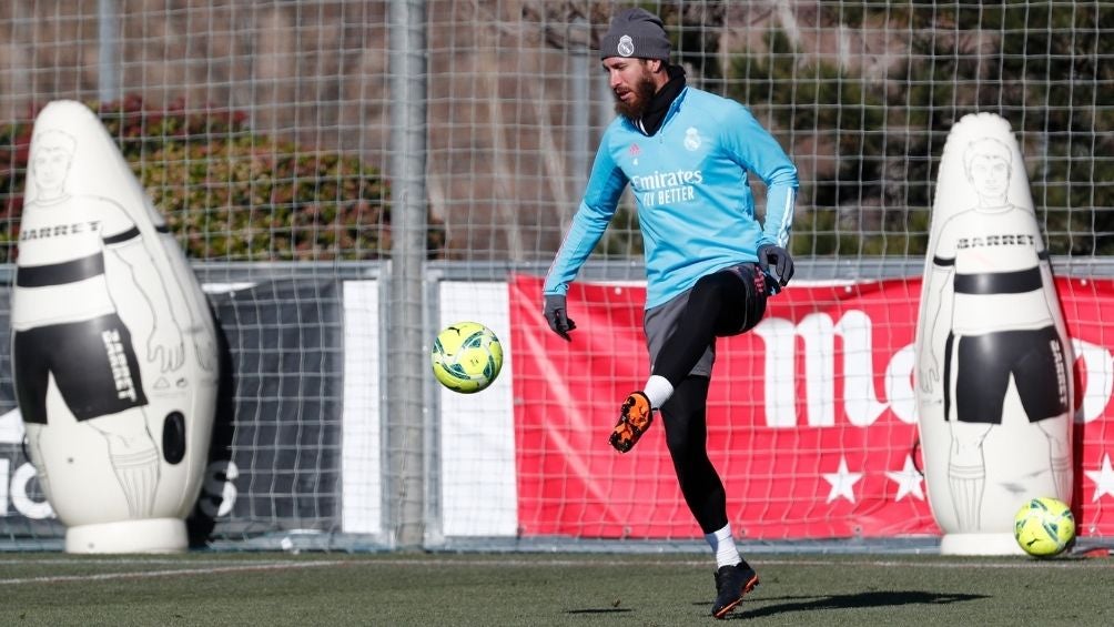 Sergio Ramos en un entrenamiento 