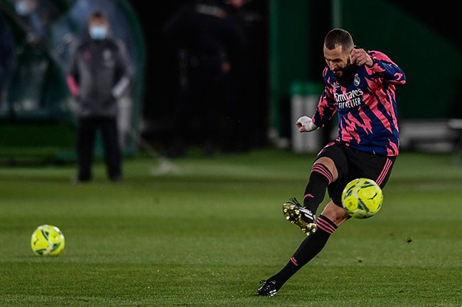 Benzema, en un entrenamiento del Real Madrid