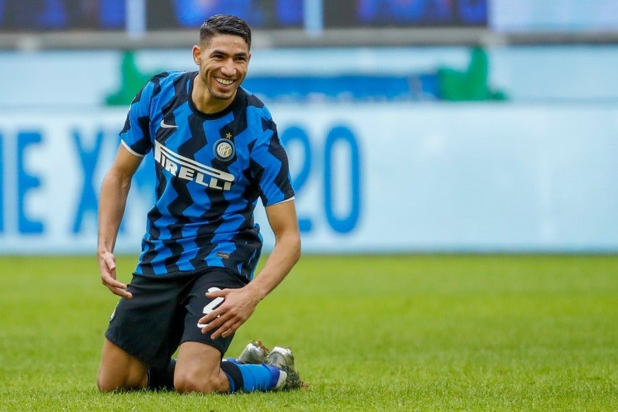 Achraf Hakimi en un partido del Inter de Milán