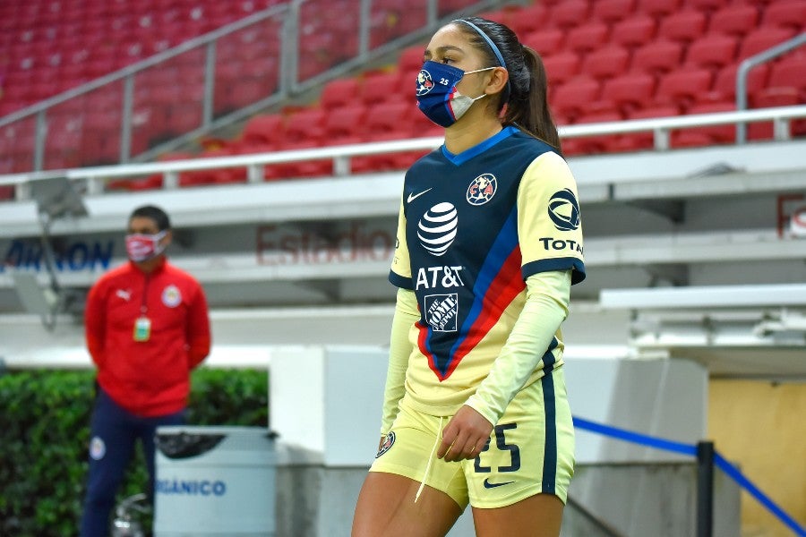 Jana Gutiérrez durante un partido con América Femenil