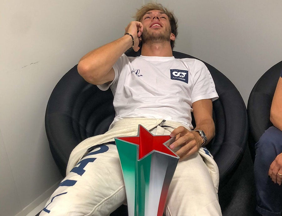 Gasly, tras ganar el Gran Premio de Italia en 2020