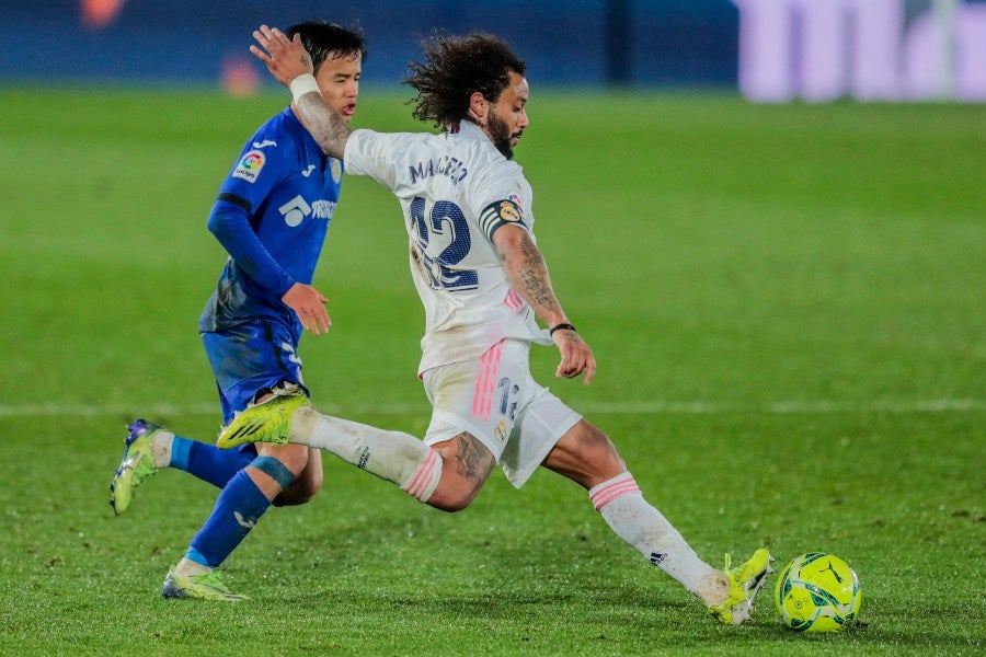 Marcelo en un partido con el Real Madrid