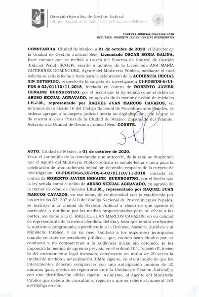 Documentos en contra de Henaine Buenrostro