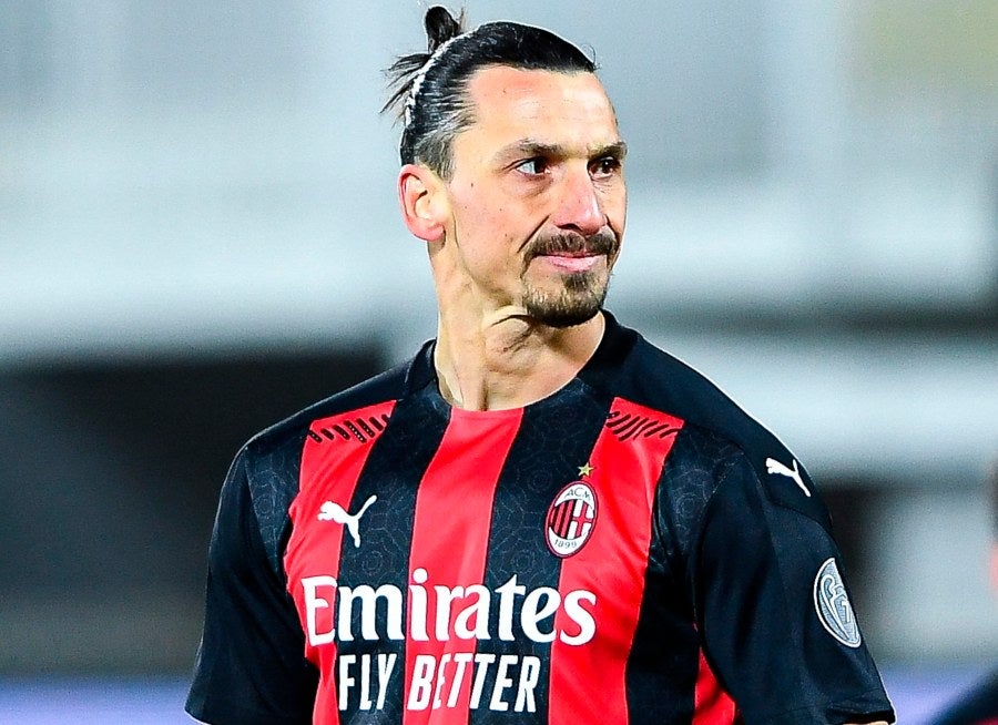 Zlatan Ibrahimovic en el partido entre el Milan y el Spezia