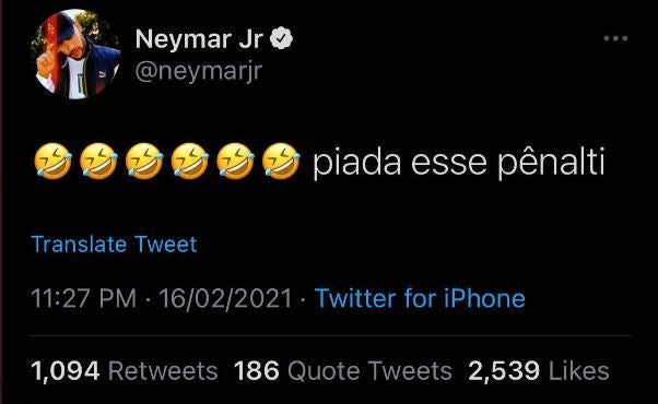 El tuit que borró Neymar