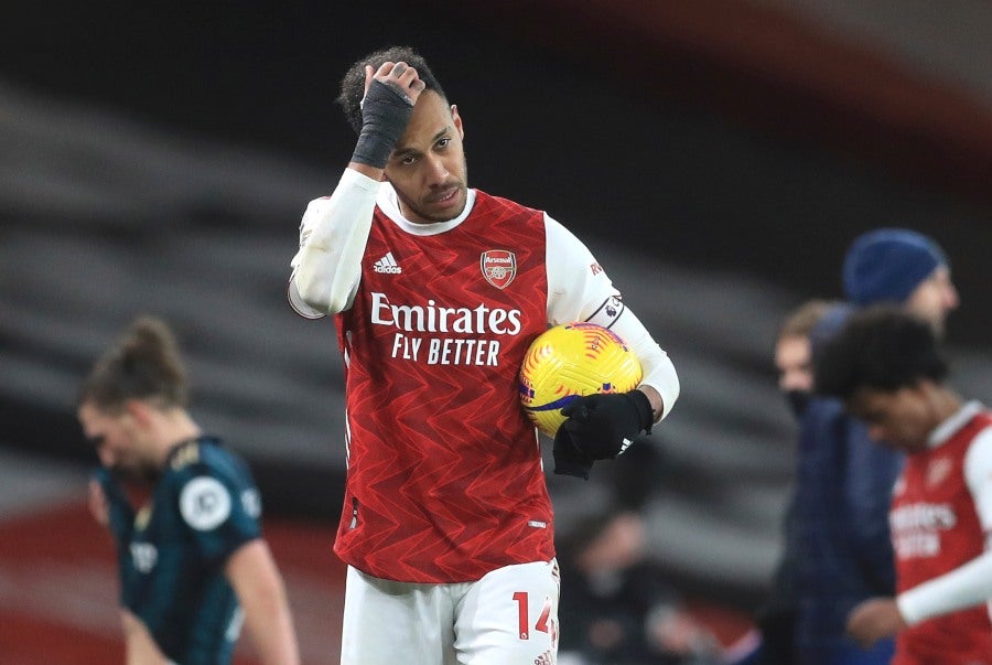 Aubameyang en un partido del Arsenal