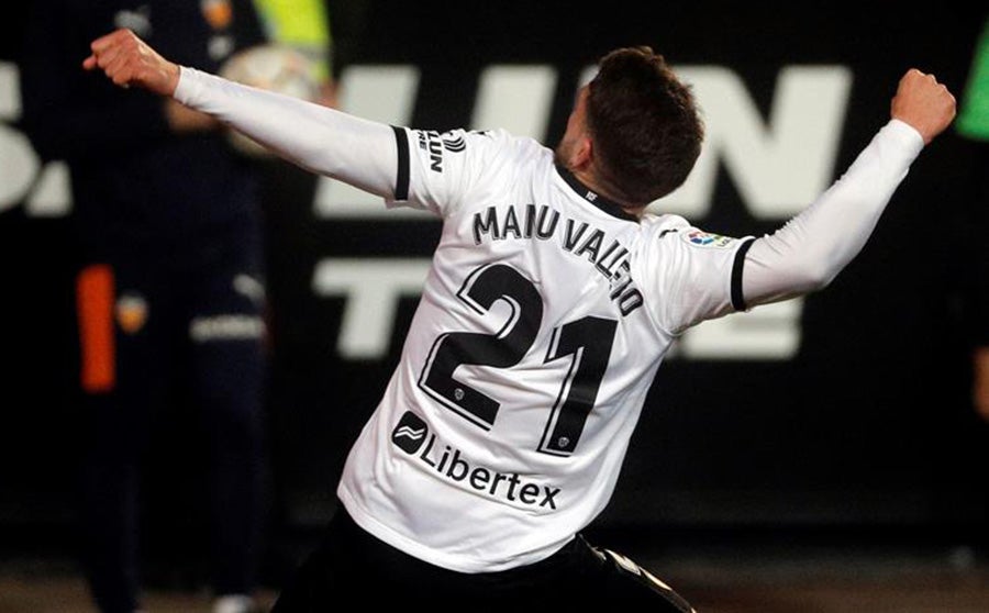 Manu Vallejo festeja su gol ante el Celta de Vigo