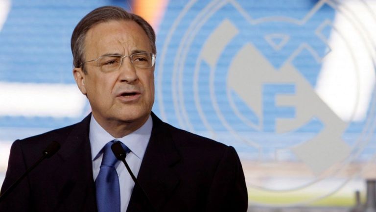 Florentino Pérez durante una conferencia de prensa 