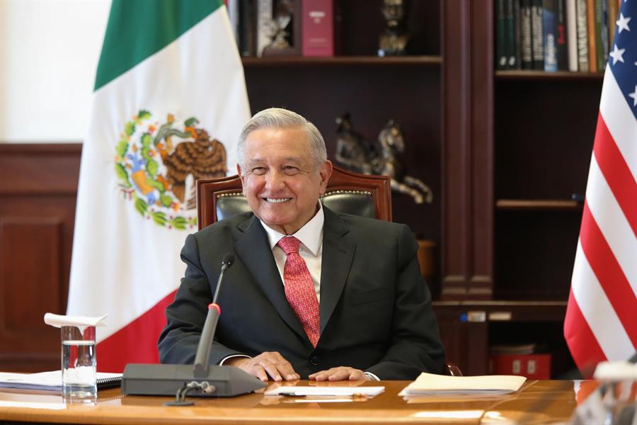 López Obrador en reunión virtual con Biden