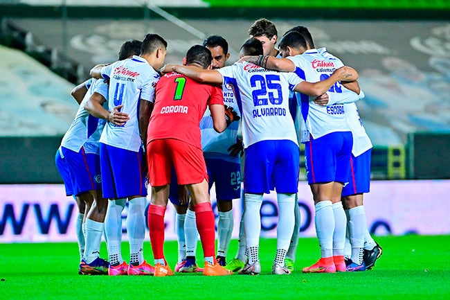 Jugadores de Cruz Azul, previo a un partido