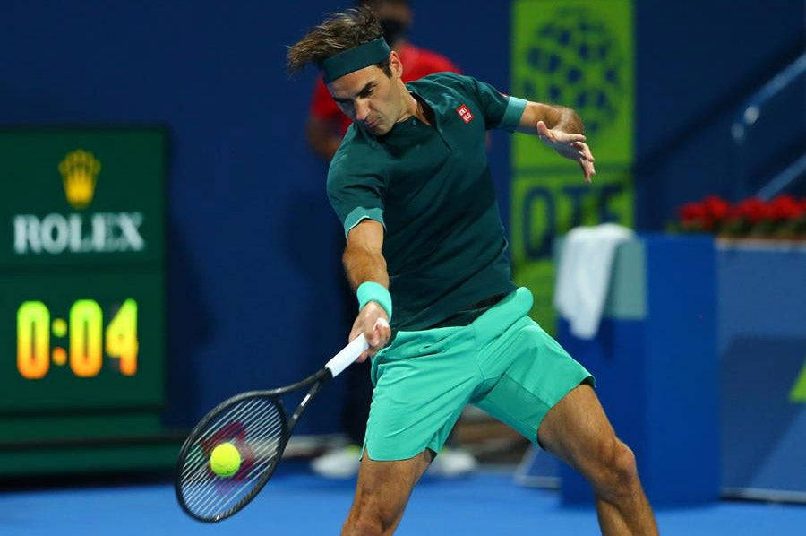 Federer durante el juego en Doha