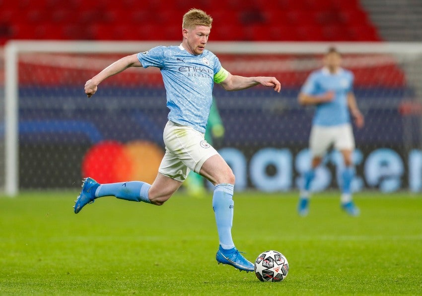 Kevin De Bruyne en un partido de Champions League con el Manchester City