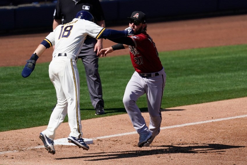 Jugadores de la MLB en un juego de pretemporada