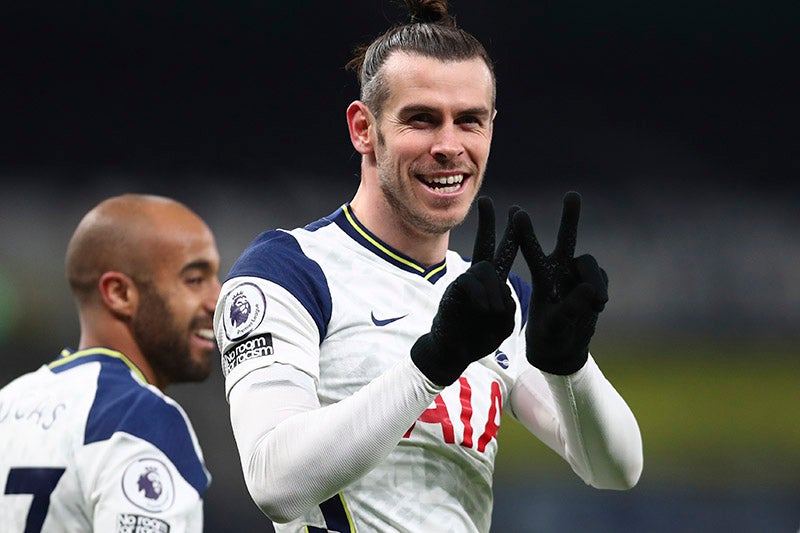 Gareth Bale festeja un gol con el Tottenham 