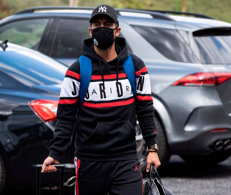 El belga llegando a una concentración de su selección