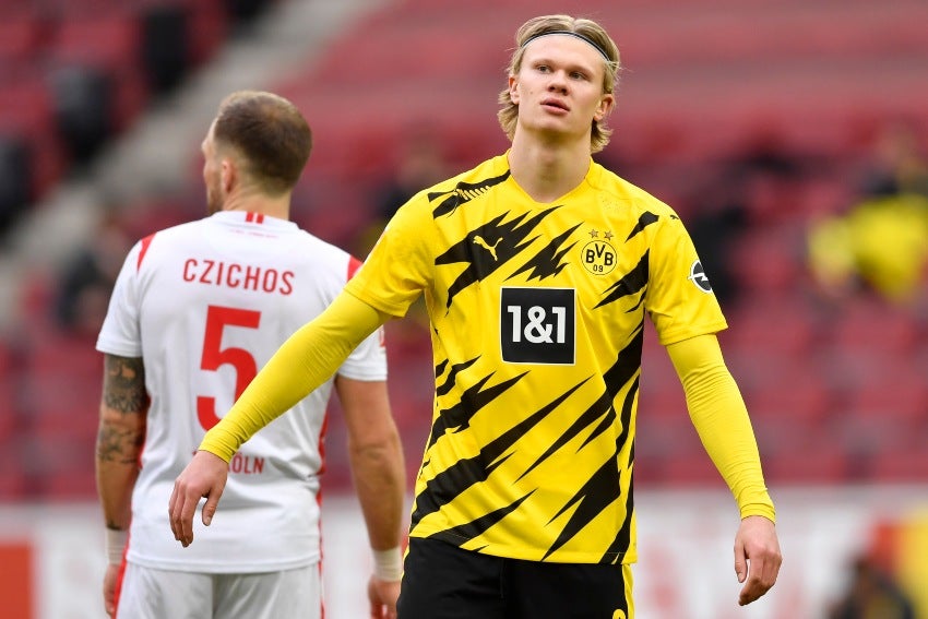 Erling Haaland en un partido con el Borussia Dortmund