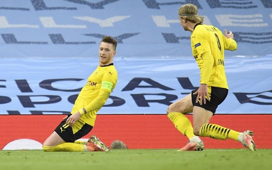 Marco Reus celebra el empate del Dortmund