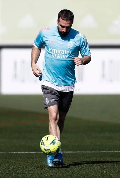 Dani Carvajal en entrenamiento con el Real Madrid