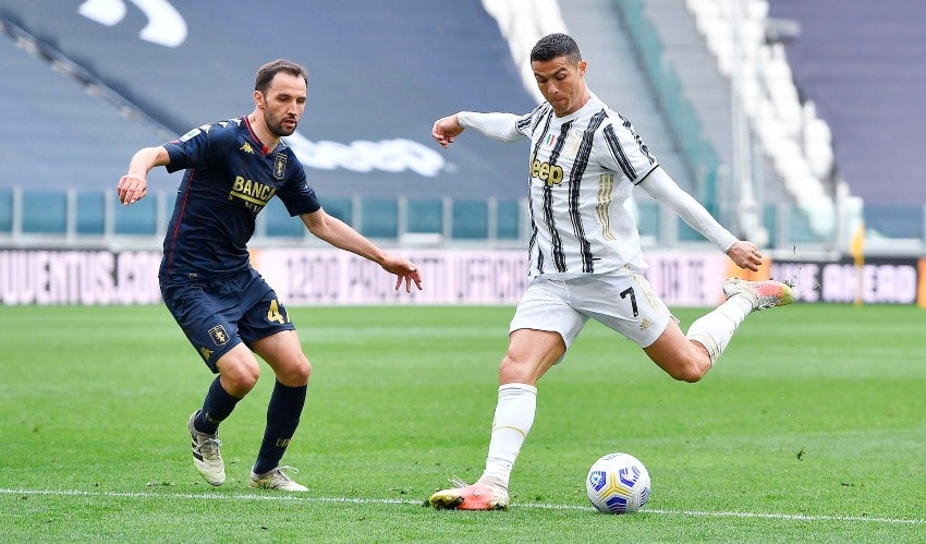 Cristiano Ronaldo en el partido entre la Juventus y el Genoa